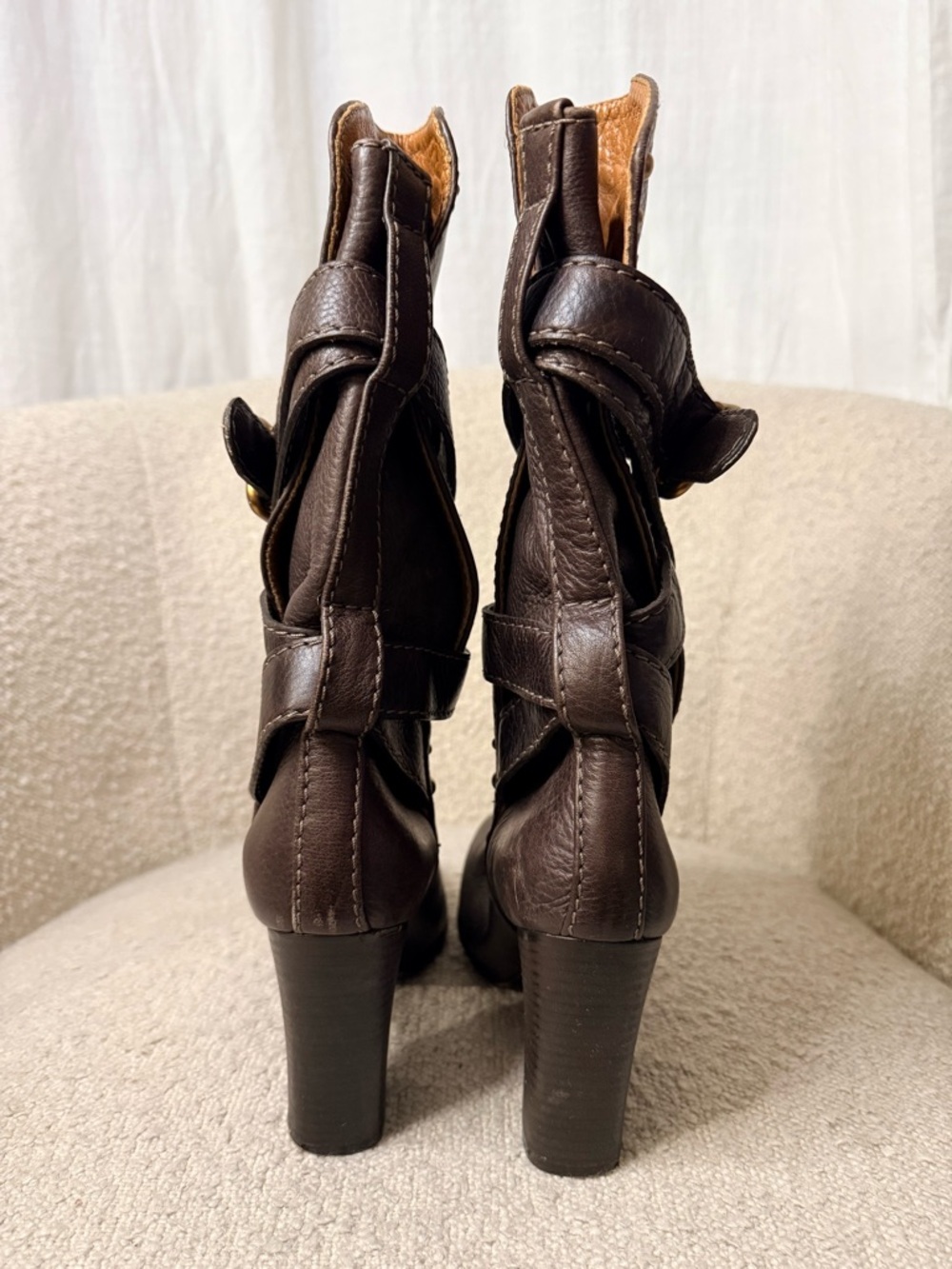 Chloé viral Y2K Dark Brown Leather Paddington Block Heel Boots - US 6 (37) - Picture 6 of 7